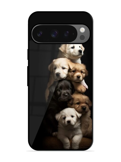 Cute Baby Dogs Glossy Metal Phone Cover for Google Pixel 9 Pro