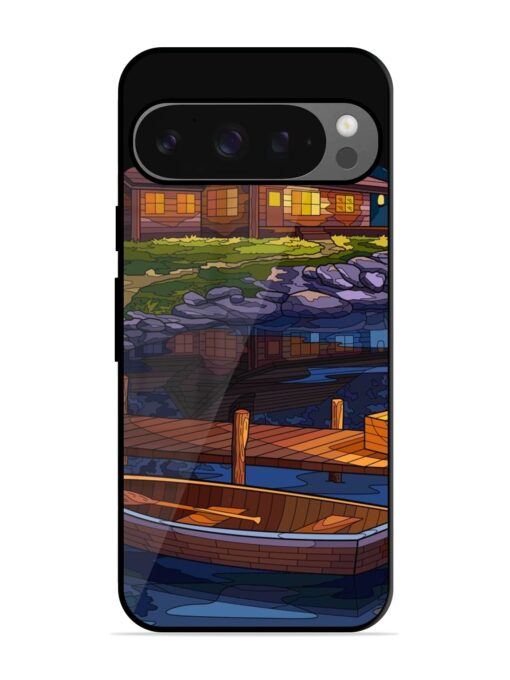 Village Night Scene Glossy Metal Phone Cover for Google Pixel 9 Pro