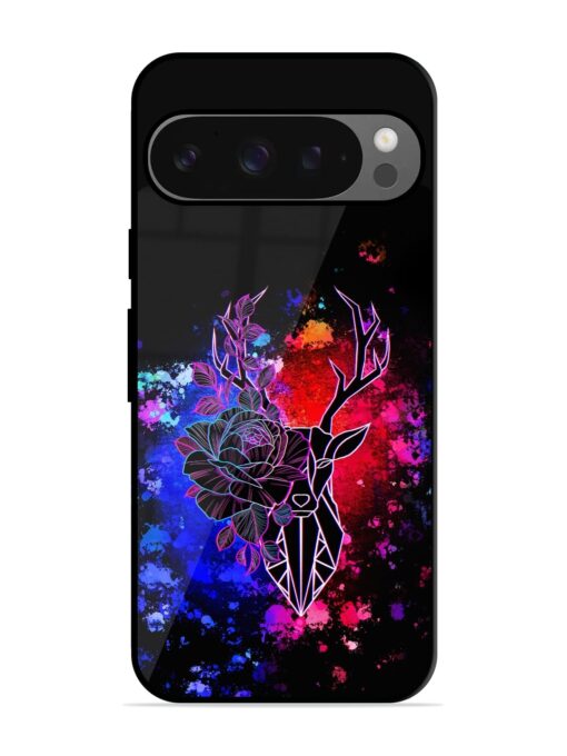 Floral Deer Art Glossy Metal Phone Cover for Google Pixel 9 Pro