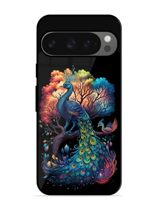 Peacock Tree Art Glossy Metal Phone Cover for Google Pixel 9 Pro