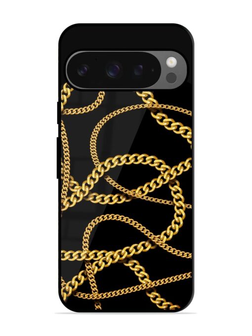 Decorative Golde Chain Glossy Metal Phone Cover for Google Pixel 9 Pro