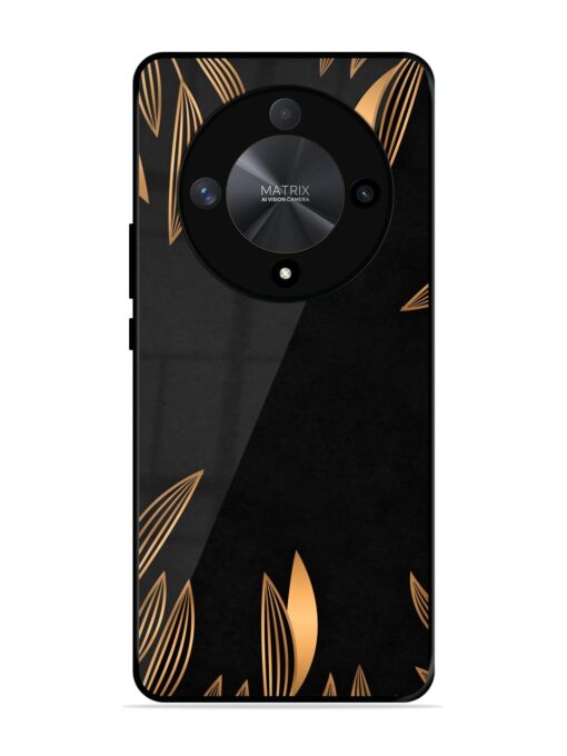 Golden Leaf Pattern Glossy Metal Phone Cover for Honor X9b (5G) Zapvi