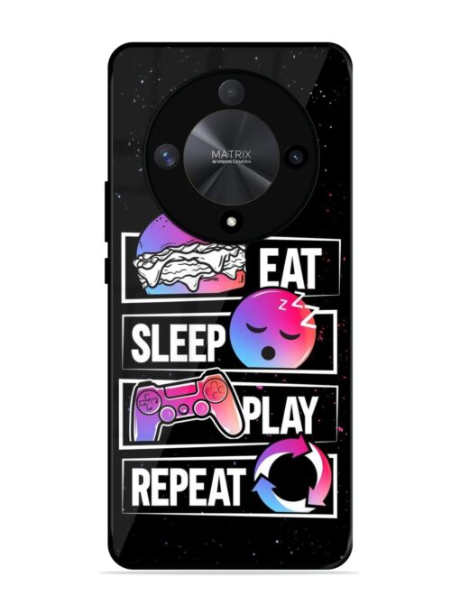 Eat Sleep Play Repeat Glossy Metal Phone Cover for Honor X9b (5G) Zapvi