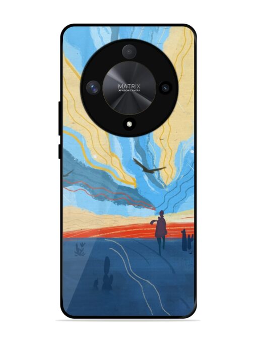 Minimal Abstract Landscape Glossy Metal Phone Cover for Honor X9b (5G)