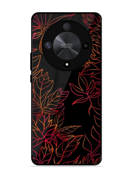 Red Floral Pattern Glossy Metal Phone Cover for Honor X9b (5G) Zapvi