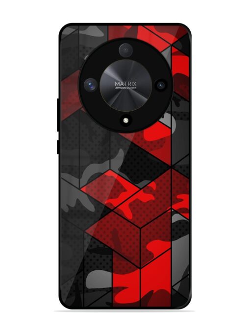 Royal Red Camouflage Pattern Glossy Metal Phone Cover for Honor X9b (5G) Zapvi