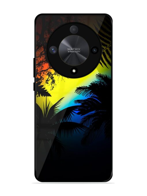 Colorful Sunset With Palm Trees Glossy Metal Phone Cover for Honor X9b (5G) Zapvi