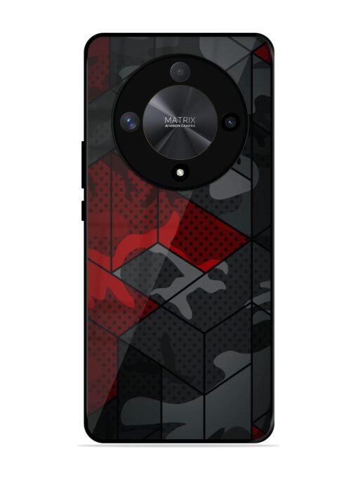 Red And Grey Pattern Glossy Metal Phone Cover for Honor X9b (5G)