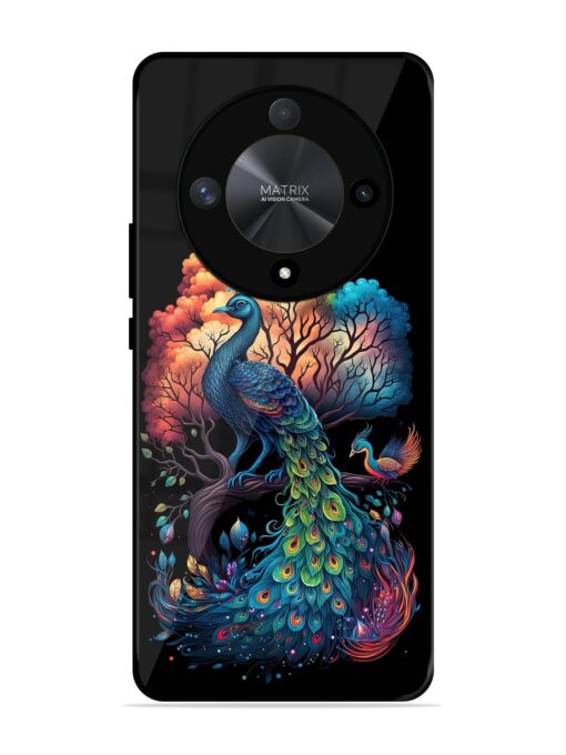 Peacock Tree Art Glossy Metal Phone Cover for Honor X9b (5G) Zapvi