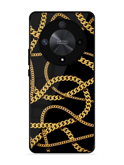 Decorative Golde Chain Glossy Metal Phone Cover for Honor X9b (5G) Zapvi