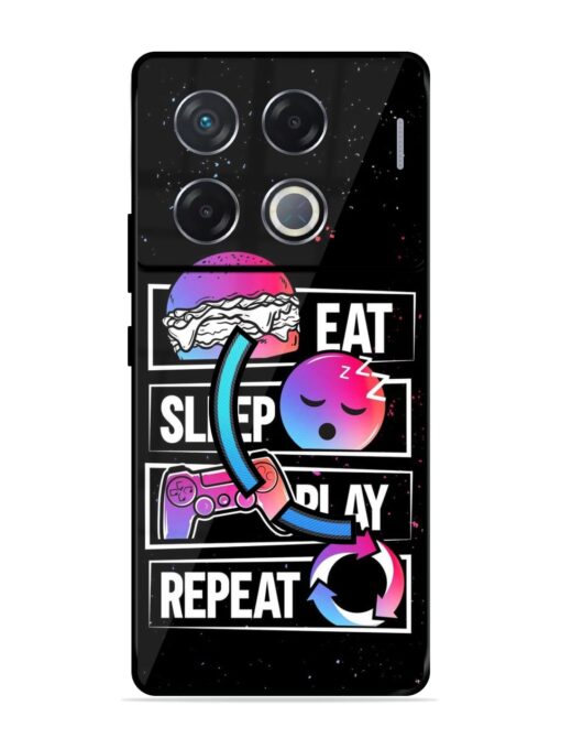 Eat Sleep Play Repeat Glossy Metal Phone Cover for Infinix Gt 20 Pro (5G) Zapvi