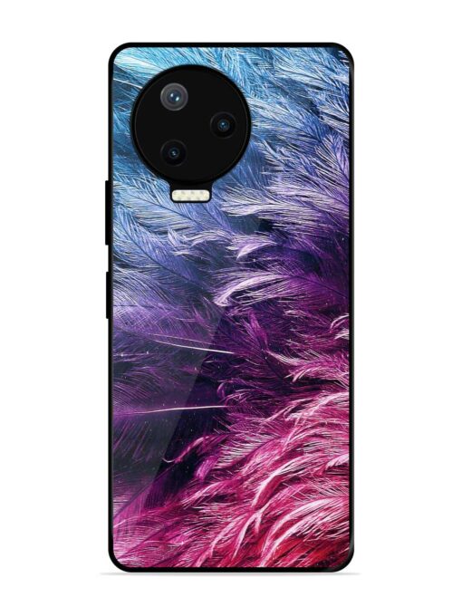 Light Grey Feather Background Glossy Metal Phone Cover for Infinix Note 12 Pro (4G) Zapvi