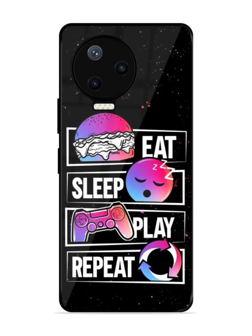 Eat Sleep Play Repeat Glossy Metal Phone Cover for Infinix Note 12 Pro (4G)