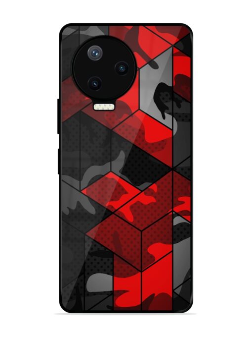 Royal Red Camouflage Pattern Glossy Metal Phone Cover for Infinix Note 12 Pro (4G)