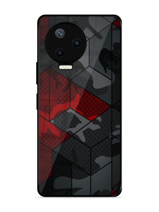 Red And Grey Pattern Glossy Metal Phone Cover for Infinix Note 12 Pro (4G) Zapvi