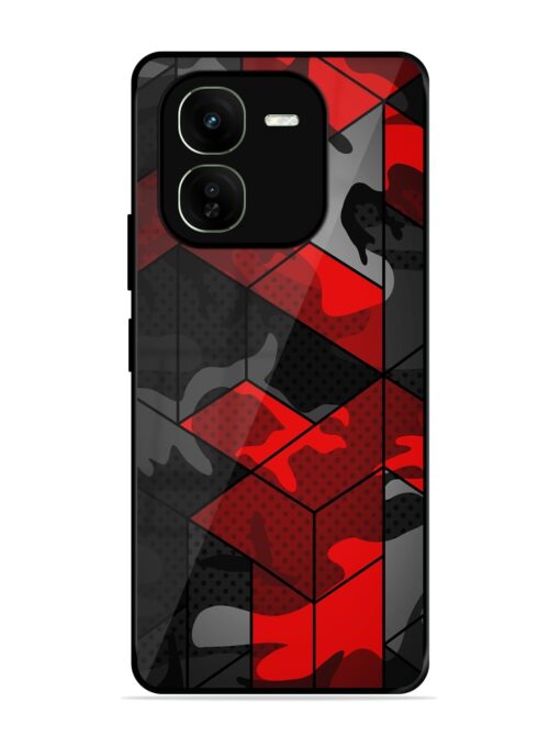 Royal Red Camouflage Pattern Glossy Metal Phone Cover for Iqoo Z9X (5G) Zapvi