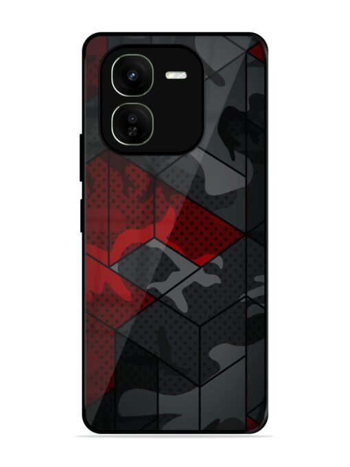 Red And Grey Pattern Glossy Metal Phone Cover for Iqoo Z9X (5G)