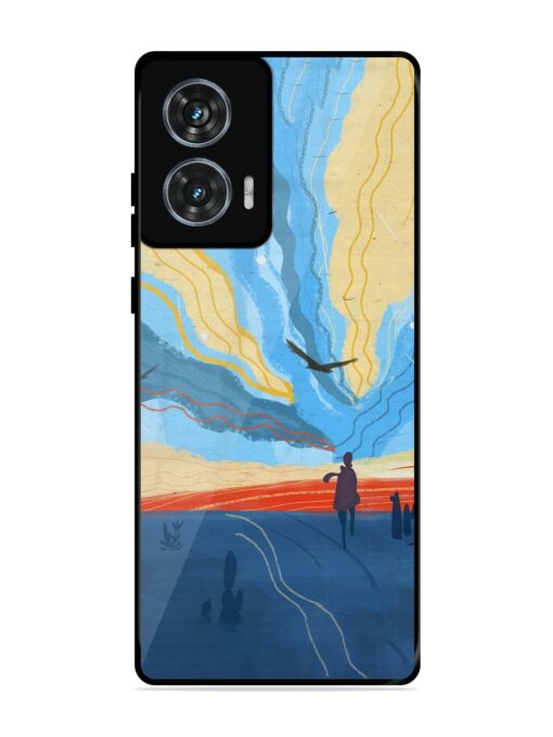 Minimal Abstract Landscape Glossy Metal Phone Cover for Motorola Moto Edge 50 Fusion (5G) Zapvi