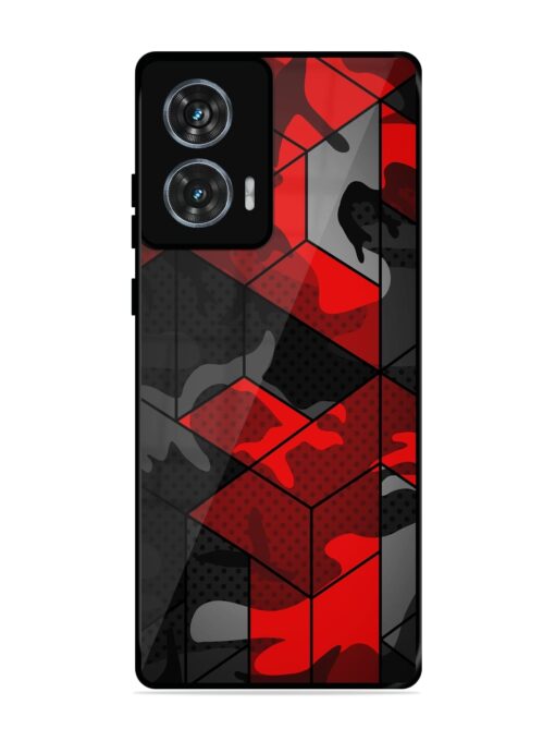 Royal Red Camouflage Pattern Glossy Metal Phone Cover for Motorola Moto Edge 50 Fusion (5G) Zapvi