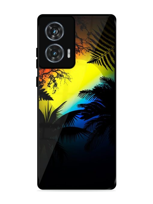 Colorful Sunset With Palm Trees Glossy Metal Phone Cover for Motorola Moto Edge 50 Fusion (5G) Zapvi