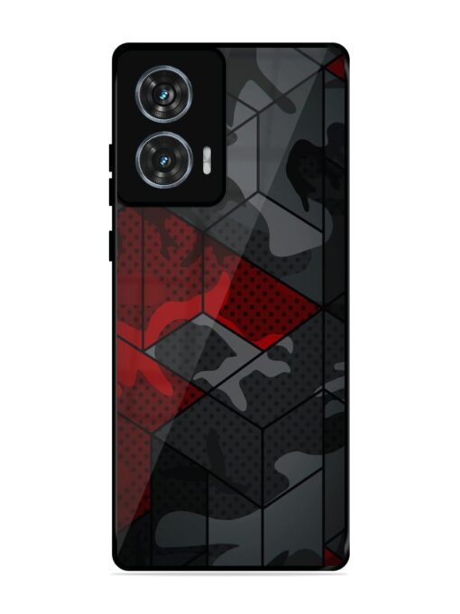 Red And Grey Pattern Glossy Metal Phone Cover for Motorola Moto Edge 50 Fusion (5G) Zapvi