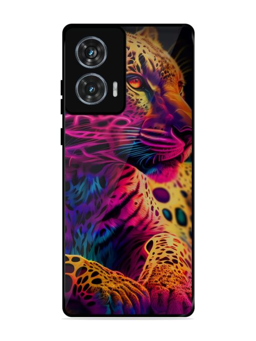 Leopard Art Glossy Metal Phone Cover for Motorola Moto Edge 50 Fusion (5G) Zapvi