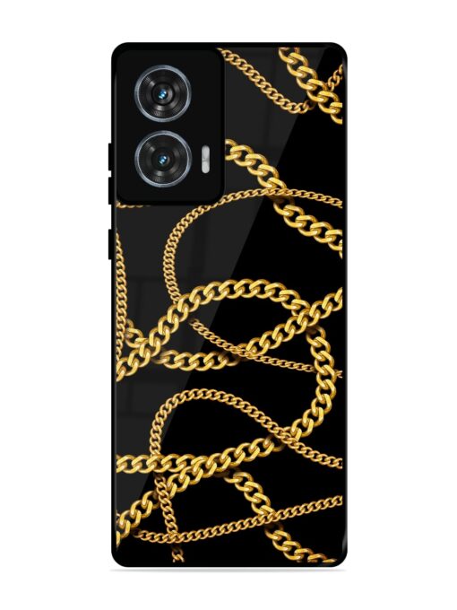 Decorative Golde Chain Glossy Metal Phone Cover for Motorola Moto Edge 50 Fusion (5G)