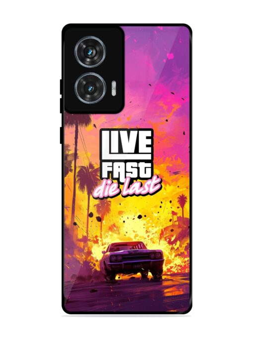 Live Fast Glossy Metal Phone Cover for Motorola Moto Edge 50 Fusion (5G) Zapvi