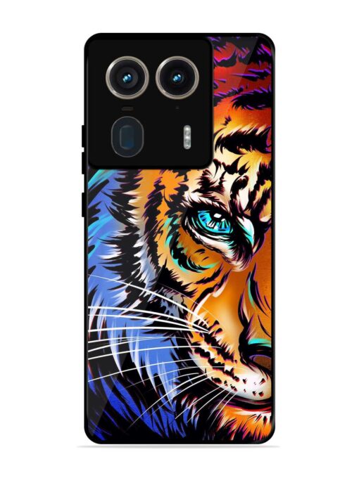 Colorful Lion Art Glossy Metal Phone Cover for Motorola Moto Edge 50 Ultra (5G)