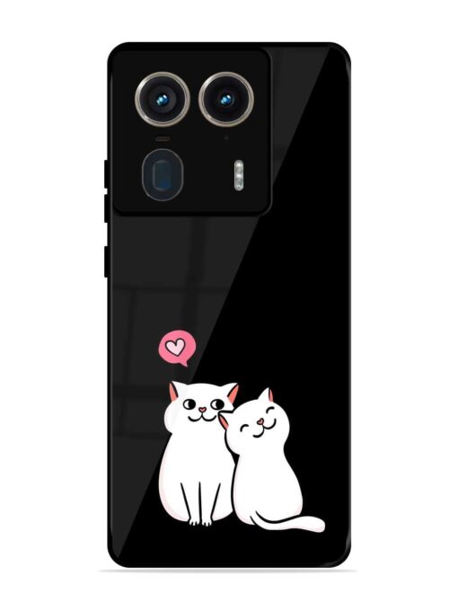 Cat Love Glossy Metal Phone Cover for Motorola Moto Edge 50 Ultra (5G)