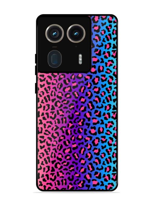 Colorful Leopard Seamless Glossy Metal Phone Cover for Motorola Moto Edge 50 Ultra (5G)