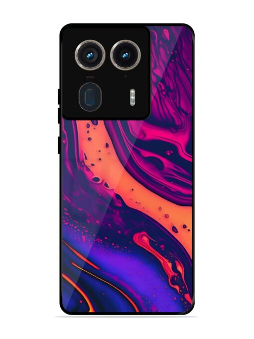 Fluid Blue Pink Art Glossy Metal Phone Cover for Motorola Moto Edge 50 Ultra (5G)