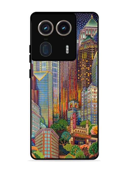 Cityscapes Art Glossy Metal Phone Cover for Motorola Moto Edge 50 Ultra (5G)