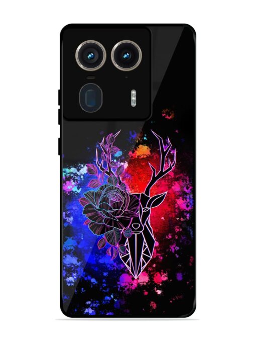 Floral Deer Art Glossy Metal Phone Cover for Motorola Moto Edge 50 Ultra (5G)