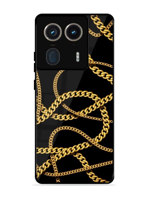 Decorative Golde Chain Glossy Metal Phone Cover for Motorola Moto Edge 50 Ultra (5G)