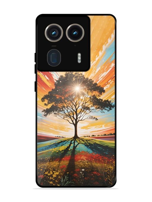 Abstract Tree Colorful Art Glossy Metal Phone Cover for Motorola Moto Edge 50 Ultra (5G)