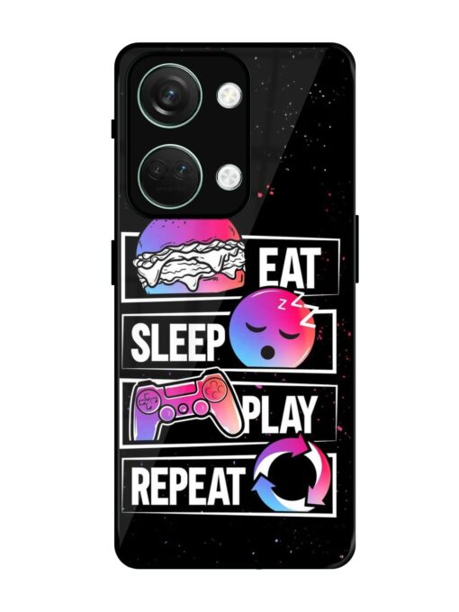 Eat Sleep Play Repeat Glossy Metal Phone Cover for Oneplus Nord 3 (5G) Zapvi