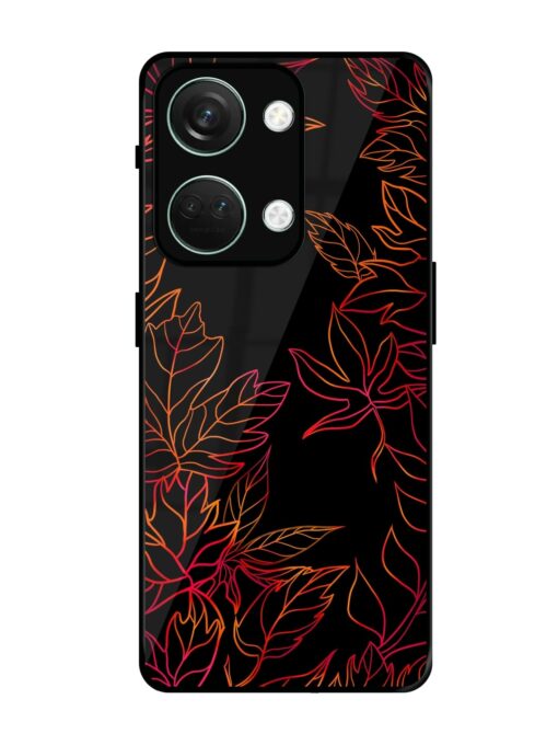 Red Floral Pattern Glossy Metal Phone Cover for Oneplus Nord 3 (5G)