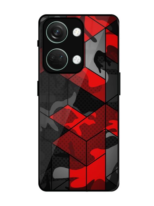 Royal Red Camouflage Pattern Glossy Metal Phone Cover for Oneplus Nord 3 (5G) Zapvi