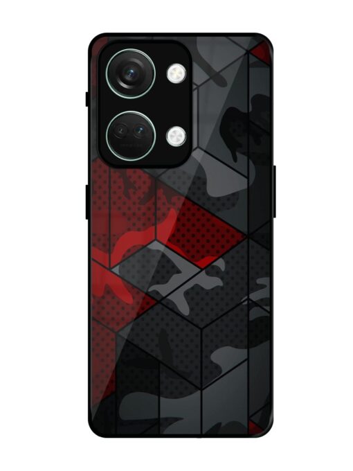 Red And Grey Pattern Glossy Metal Phone Cover for Oneplus Nord 3 (5G) Zapvi