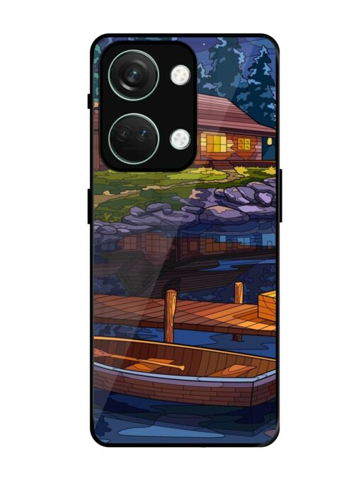 Village Night Scene Glossy Metal Phone Cover for Oneplus Nord 3 (5G) Zapvi