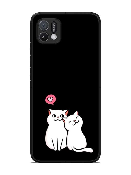 Cat Love Glossy Metal Phone Cover for Oppo A16K