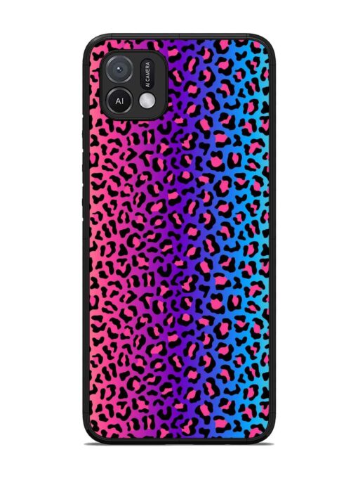 Colorful Leopard Seamless Glossy Metal Phone Cover for Oppo A16K