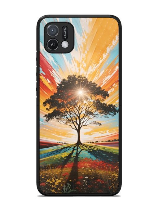 Abstract Tree Colorful Art Glossy Metal Phone Cover for Oppo A16K