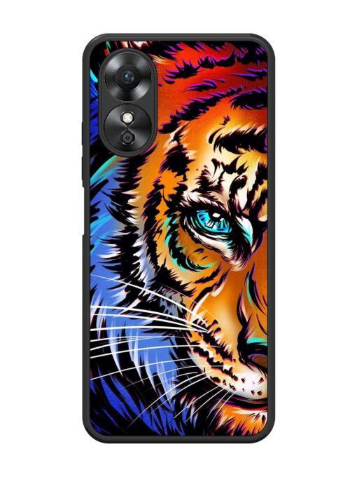 Colorful Lion Art Glossy Metal Phone Cover for Oppo A17 Zapvi