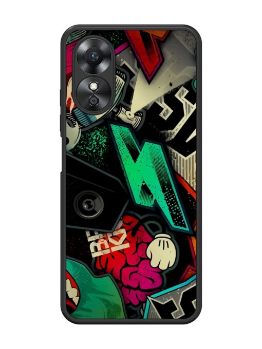 Graffiti Art Glossy Metal Phone Cover for Oppo A17 Zapvi