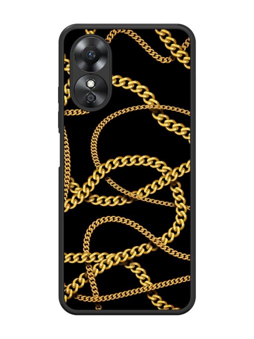 Decorative Golde Chain Glossy Metal Phone Cover for Oppo A17 Zapvi