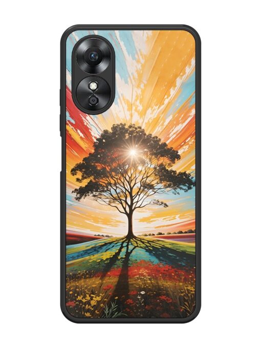 Abstract Tree Colorful Art Glossy Metal Phone Cover for Oppo A17 Zapvi