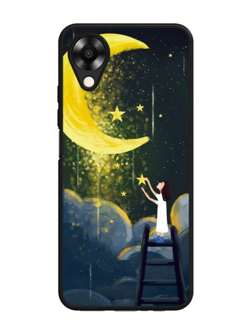 Moonlight Healing Night Illustration Glossy Metal TPU Phone Cover for Oppo A17K