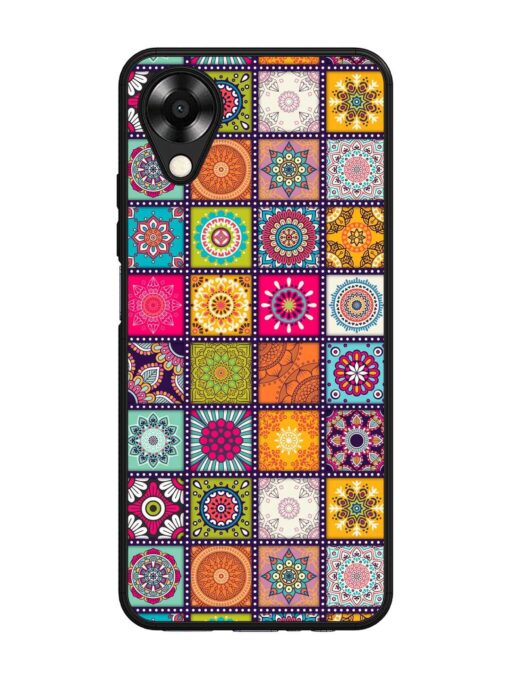 Seamless Pattern Vintage Glossy Metal Phone Cover for Oppo A17K